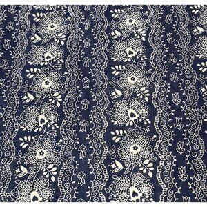 Floral Lace Print Cotton Fabric Navy/White Material 25x45" Sewing Crafting